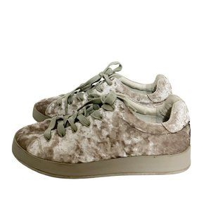 Rag & Bone Sneakers Army Low Tan Crushed Velvet Lace Up Size 39 US 9
